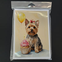 Load image into Gallery viewer, Yorkshire Terrier Happy Birthday Greeting Cards - Blank Note Cards – 8-Pack of Artist-Designed Cards with Envelopes