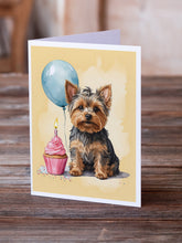 Load image into Gallery viewer, Yorkshire Terrier Happy Birthday Greeting Cards - Blank Note Cards – 8-Pack of Artist-Designed Cards with Envelopes