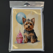 Load image into Gallery viewer, Yorkshire Terrier Happy Birthday Greeting Cards - Blank Note Cards – 8-Pack of Artist-Designed Cards with Envelopes