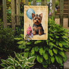 Load image into Gallery viewer, Yorkshire Terrier Happy Birthday Garden Flag –Dog Birthday Cupcake Yard Decor with Balloons