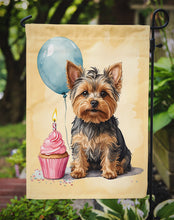 Load image into Gallery viewer, Yorkshire Terrier Happy Birthday Garden Flag –Dog Birthday Cupcake Yard Decor with Balloons