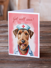 Load image into Gallery viewer, Airedale Terrier Get Well Soon Greeting Cards - Blank Note Cards – 8-Pack of Artist-Designed Cards with Envelopes