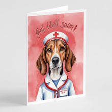 Load image into Gallery viewer, American Foxhound Get Well Soon Greeting Cards - Blank Note Cards – 8-Pack of Artist-Designed Cards with Envelopes