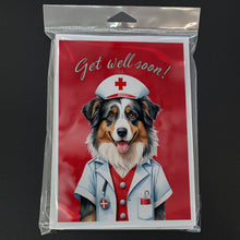 Load image into Gallery viewer, Australian Shepherd Get Well Soon Greeting Cards - Blank Note Cards – 8-Pack of Artist-Designed Cards with Envelopes
