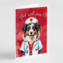 Load image into Gallery viewer, Australian Shepherd Get Well Soon Greeting Cards - Blank Note Cards – 8-Pack of Artist-Designed Cards with Envelopes