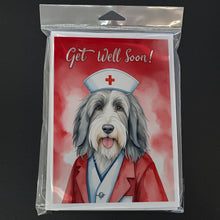 Load image into Gallery viewer, Bearded Collie Get Well Soon Greeting Cards - Blank Note Cards – 8-Pack of Artist-Designed Cards with Envelopes