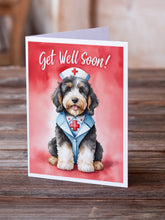 Load image into Gallery viewer, Bernedoodle Get Well Soon Greeting Cards - Blank Note Cards – 8-Pack of Artist-Designed Cards with Envelopes