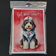 Load image into Gallery viewer, Bernedoodle Get Well Soon Greeting Cards - Blank Note Cards – 8-Pack of Artist-Designed Cards with Envelopes