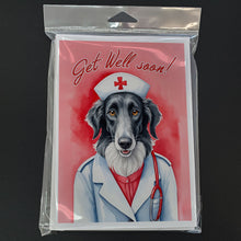 Load image into Gallery viewer, Borzoi Get Well Soon Greeting Cards - Blank Note Cards – 8-Pack of Artist-Designed Cards with Envelopes