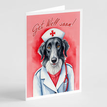 Load image into Gallery viewer, Borzoi Get Well Soon Greeting Cards - Blank Note Cards – 8-Pack of Artist-Designed Cards with Envelopes