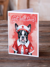 Load image into Gallery viewer, Boston Terrier Get Well Soon Greeting Cards - Blank Note Cards – 8-Pack of Artist-Designed Cards with Envelopes