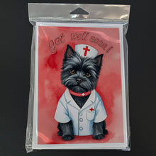 Load image into Gallery viewer, Black Cairn Terrier Get Well Soon Greeting Cards - Blank Note Cards – 8-Pack of Artist-Designed Cards with Envelopes