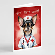 Load image into Gallery viewer, Black and Tan Chihuahua Get Well Soon Greeting Cards - Blank Note Cards – 8-Pack of Artist-Designed Cards with Envelopes