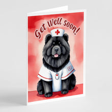 Load image into Gallery viewer, Black Chow Chow Get Well Soon Greeting Cards - Blank Note Cards – 8-Pack of Artist-Designed Cards with Envelopes
