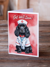 Load image into Gallery viewer, Black Cocker Spaniel Get Well Soon Greeting Cards - Blank Note Cards – 8-Pack of Artist-Designed Cards with Envelopes