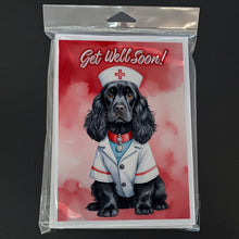 Load image into Gallery viewer, Black Cocker Spaniel Get Well Soon Greeting Cards - Blank Note Cards – 8-Pack of Artist-Designed Cards with Envelopes