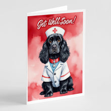 Load image into Gallery viewer, Black Cocker Spaniel Get Well Soon Greeting Cards - Blank Note Cards – 8-Pack of Artist-Designed Cards with Envelopes
