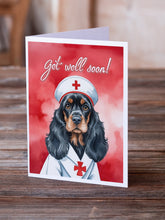 Load image into Gallery viewer, Black and Tan Cocker Spaniel Get Well Soon Greeting Cards - Blank Note Cards – 8-Pack of Artist-Designed Cards with Envelopes