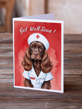 Load image into Gallery viewer, Chocolate Cocker Spaniel Get Well Soon Greeting Cards - Blank Note Cards – 8-Pack of Artist-Designed Cards with Envelopes