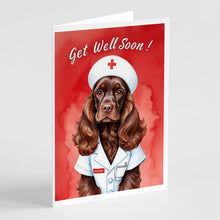 Load image into Gallery viewer, Chocolate Cocker Spaniel Get Well Soon Greeting Cards - Blank Note Cards – 8-Pack of Artist-Designed Cards with Envelopes