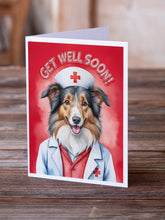 Load image into Gallery viewer, Collie Get Well Soon Greeting Cards - Blank Note Cards – 8-Pack of Artist-Designed Cards with Envelopes