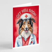Load image into Gallery viewer, Collie Get Well Soon Greeting Cards - Blank Note Cards – 8-Pack of Artist-Designed Cards with Envelopes