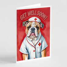 Load image into Gallery viewer, English Bulldog Get Well Soon Greeting Cards - Blank Note Cards – 8-Pack of Artist-Designed Cards with Envelopes
