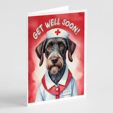 Load image into Gallery viewer, German Wirehaired Pointer Get Well Soon Greeting Cards - Blank Note Cards – 8-Pack of Artist-Designed Cards with Envelopes