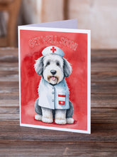 Load image into Gallery viewer, Old English Sheepdog Get Well Soon Greeting Cards - Blank Note Cards – 8-Pack of Artist-Designed Cards with Envelopes
