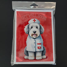 Load image into Gallery viewer, Old English Sheepdog Get Well Soon Greeting Cards - Blank Note Cards – 8-Pack of Artist-Designed Cards with Envelopes
