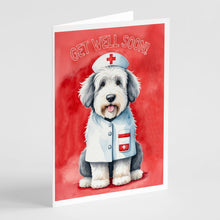Load image into Gallery viewer, Old English Sheepdog Get Well Soon Greeting Cards - Blank Note Cards – 8-Pack of Artist-Designed Cards with Envelopes