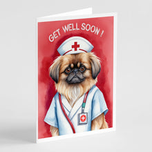 Load image into Gallery viewer, Pekingese Get Well Soon Greeting Cards - Blank Note Cards – 8-Pack of Artist-Designed Cards with Envelopes