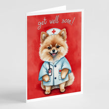 Load image into Gallery viewer, Pomeranian Get Well Soon Greeting Cards - Blank Note Cards – 8-Pack of Artist-Designed Cards with Envelopes