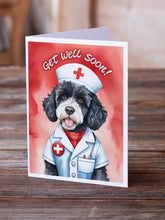 Load image into Gallery viewer, Portuguese Water Dog Get Well Soon Greeting Cards - Blank Note Cards – 8-Pack of Artist-Designed Cards with Envelopes