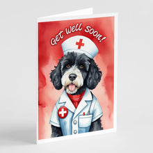 Load image into Gallery viewer, Portuguese Water Dog Get Well Soon Greeting Cards - Blank Note Cards – 8-Pack of Artist-Designed Cards with Envelopes