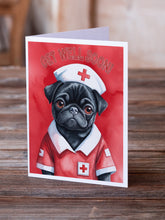 Load image into Gallery viewer, Black Pug Get Well Soon Greeting Cards - Blank Note Cards – 8-Pack of Artist-Designed Cards with Envelopes