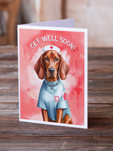 Load image into Gallery viewer, Redbone Coonhound Get Well Soon Greeting Cards - Blank Note Cards – 8-Pack of Artist-Designed Cards with Envelopes