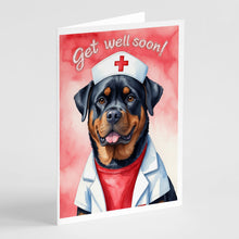 Load image into Gallery viewer, Rottweiler Get Well Soon Greeting Cards - Blank Note Cards – 8-Pack of Artist-Designed Cards with Envelopes