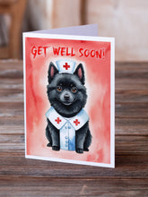 Load image into Gallery viewer, Schipperke Get Well Soon Greeting Cards - Blank Note Cards – 8-Pack of Artist-Designed Cards with Envelopes