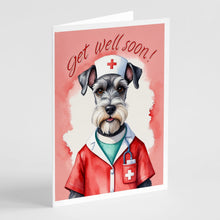Load image into Gallery viewer, Schnauzer Get Well Soon Greeting Cards - Blank Note Cards – 8-Pack of Artist-Designed Cards with Envelopes