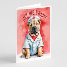 Load image into Gallery viewer, Shar Pei Get Well Soon Greeting Cards - Blank Note Cards – 8-Pack of Artist-Designed Cards with Envelopes