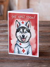 Load image into Gallery viewer, Siberian Husky Get Well Soon Greeting Cards - Blank Note Cards – 8-Pack of Artist-Designed Cards with Envelopes