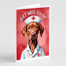 Load image into Gallery viewer, Vizsla Get Well Soon Greeting Cards - Blank Note Cards – 8-Pack of Artist-Designed Cards with Envelopes
