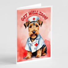 Load image into Gallery viewer, Welsh Terrier Get Well Soon Greeting Cards - Blank Note Cards – 8-Pack of Artist-Designed Cards with Envelopes