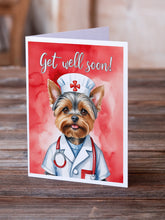 Load image into Gallery viewer, Yorkshire Terrier Get Well Soon Greeting Cards - Blank Note Cards – 8-Pack of Artist-Designed Cards with Envelopes