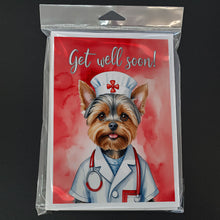 Load image into Gallery viewer, Yorkshire Terrier Get Well Soon Greeting Cards - Blank Note Cards – 8-Pack of Artist-Designed Cards with Envelopes