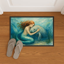 Load image into Gallery viewer, Mermaid and Manatee Doormat-24x36 Indoor / Outdoor Rug | Made in USA