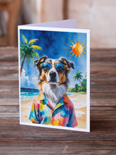Load image into Gallery viewer, Australian Shepherd Summer Beach Time Greeting Cards Pack of 8