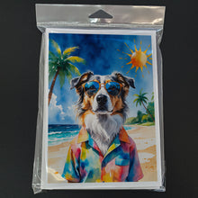 Load image into Gallery viewer, Australian Shepherd Summer Beach Time Greeting Cards Pack of 8