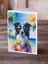 Load image into Gallery viewer, Border Collie Summer Beach Time Greeting Cards Pack of 8
